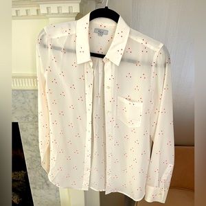 Rails white/cream silk blouse with red stars. Size small. Never worn.